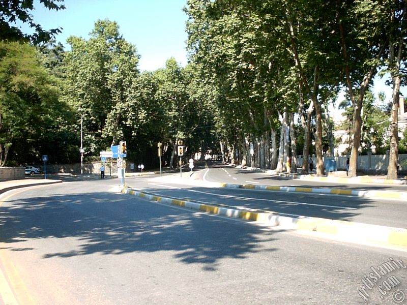 View towards Besiktas district from Dolmabahce district in Istanbul city of Turkey.
